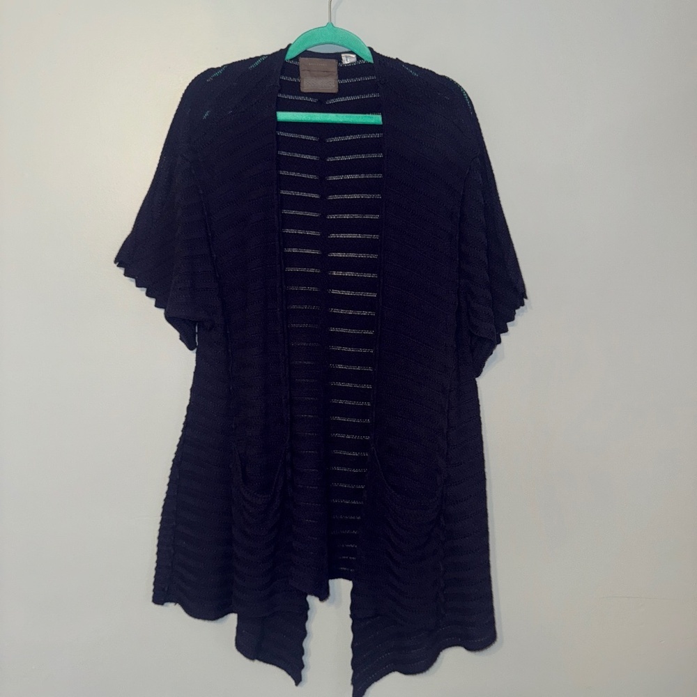 Anthropologie Guinevere Cashmere Blend Navy Blue Open Cardigan Sweater Large